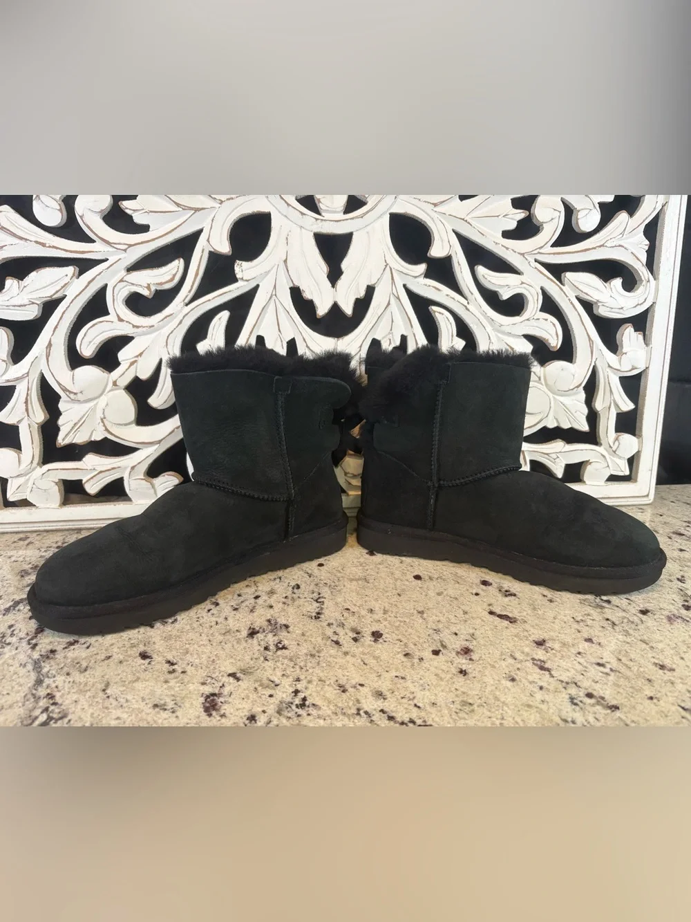 UGG Mini Bailey Bow II Black Boots Size 8